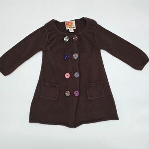 Vintage Siaomimi Girls Brown Knit Cardigan Sweater 24M Colorful Buttons